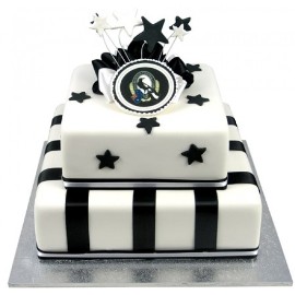 White and black cake with stars