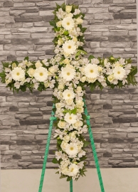 Satin White Cross Wreath