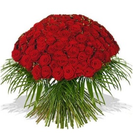 Red Roses with Palm Branches